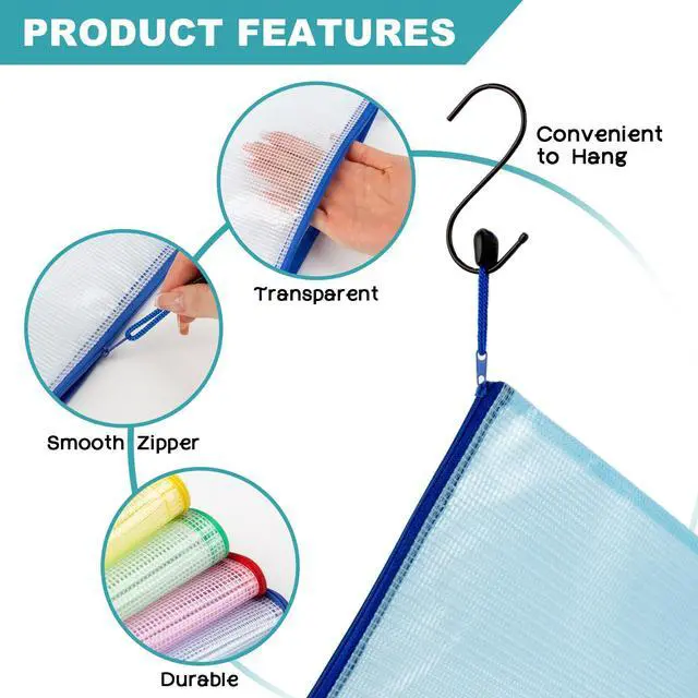 Alt view image 6 of 6 - Mesh Zipper Pouch Bags - A6 Small Zipper Pouch, 4.7 x 9.3 Inch | 5 Pack Clear Zipper Pouches for Organizing, Waterproof Zip Pouches for Receipts, Puzzles, Cosmetic, Travel, Office Supplies