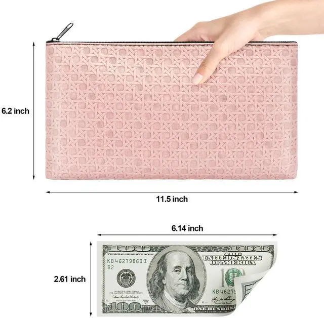 Alt view image 2 of 7 - 2pack Money Bag, Cash Zipper Pouch, Bank Bags, Cash Wallet, Cosmetic Receipts Coins Small Tools Organizing Storage Bag