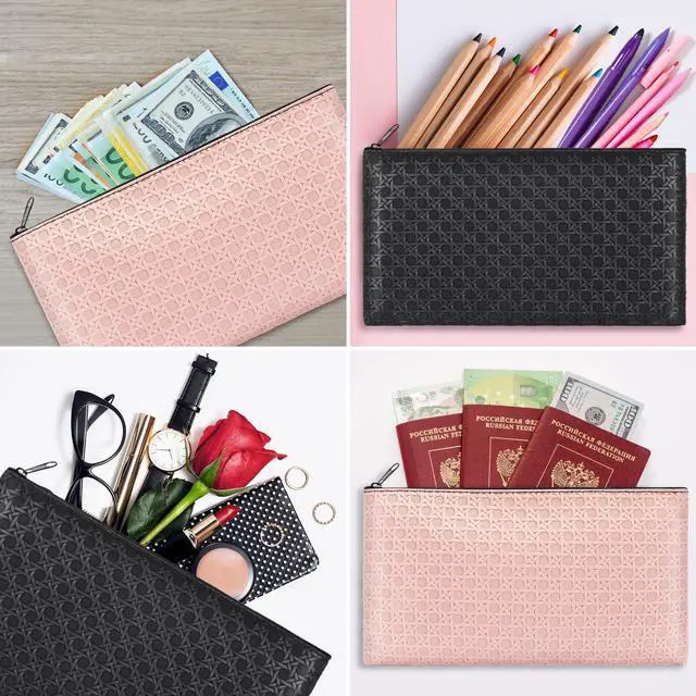 Alt view image 7 of 7 - 2pack Money Bag, Cash Zipper Pouch, Bank Bags, Cash Wallet, Cosmetic Receipts Coins Small Tools Organizing Storage Bag