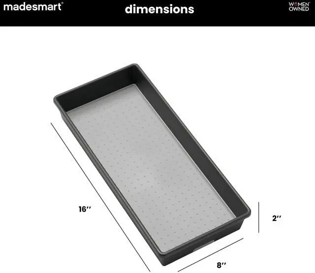 Alt view image 5 of 7 - Classic 16 x 8 Storage Bin, Granite | non slip feet, rounded corners, open compartment, soft grip lining, utensils tools supplies, office craft items, woman owned