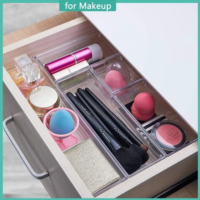 Alt view image 3 of 7 - 6 Pack Clear Drawer Organizer, Multi-Size Storage Bins | Makeup, Cosmetics & Utensils | Drawer Tray set | Customizable Layout | Easy to Clean