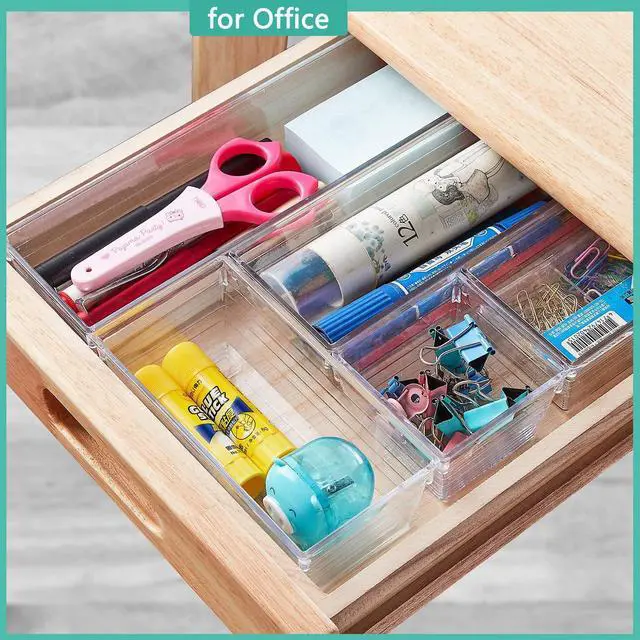 Alt view image 4 of 7 - 6 Pack Clear Drawer Organizer, Multi-Size Storage Bins | Makeup, Cosmetics & Utensils | Drawer Tray set | Customizable Layout | Easy to Clean