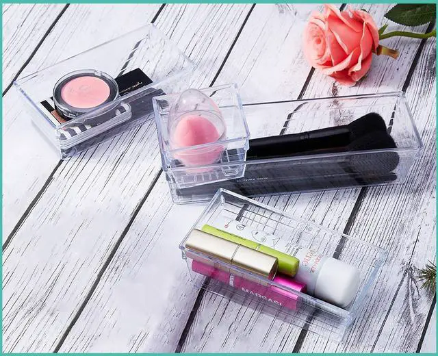 Alt view image 7 of 7 - 6 Pack Clear Drawer Organizer, Multi-Size Storage Bins | Makeup, Cosmetics & Utensils | Drawer Tray set | Customizable Layout | Easy to Clean