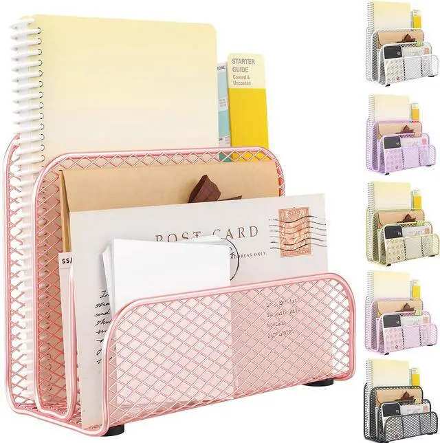 Main image of Mail Organizer Countertop | Mail Sorter with 3-Slot Mail Holder Letter Holder for Desk Bill Organizer for Office Receipts and Letter Storage(Rose Gold)