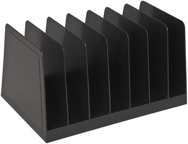 Main image of Desktop File Organizer, File Sorter, File Holder for Desk, 7 Compartments, Vertical, Plastic, Black