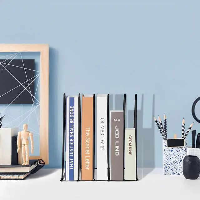 Alt view image 5 of 7 - 5-Slot Black Metal Triangle File Holder, 1pc for Office | Triangle Vinyl Record Stand Magazine Newspaper Holder Photography Props for Home