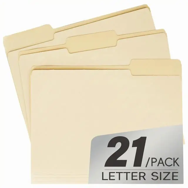 Main image of 21 Pack Manila 1/3 File Folders,1/3 Cut Tab Letter Size,Great for Organizing and Easy File Storage,Per Box