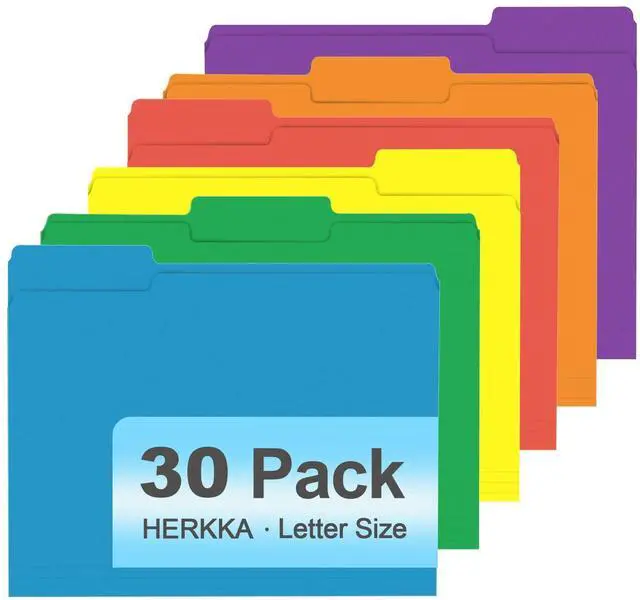 Main image of File Folder, 30 Pack 1/3 Cut Tab File Folders, Colored File Folders Designed for Office and Classroom Use, Letter Size, Assorted 6 Colors