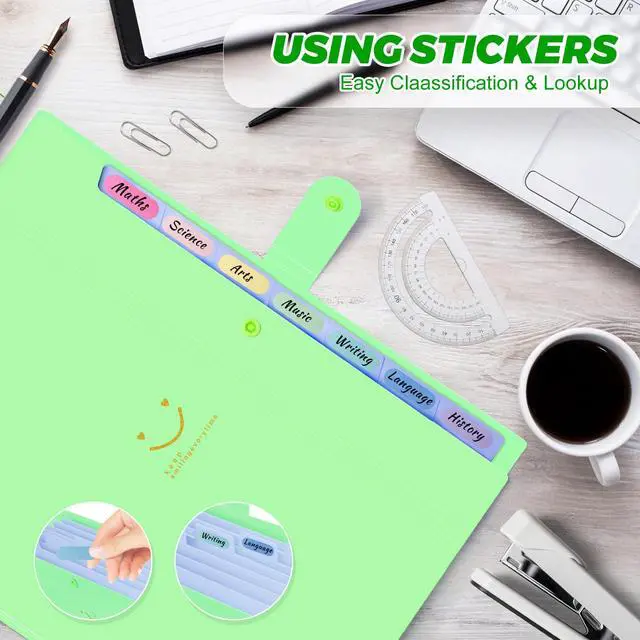 Alt view image 4 of 7 - Expanding File Folder, 8 Pockets Accordion File Organizer, A4 Letter Size Paper Document Receipt Organizer Accordian Filing Folder for Classroom, Home, Office and Travel(Grass Green)