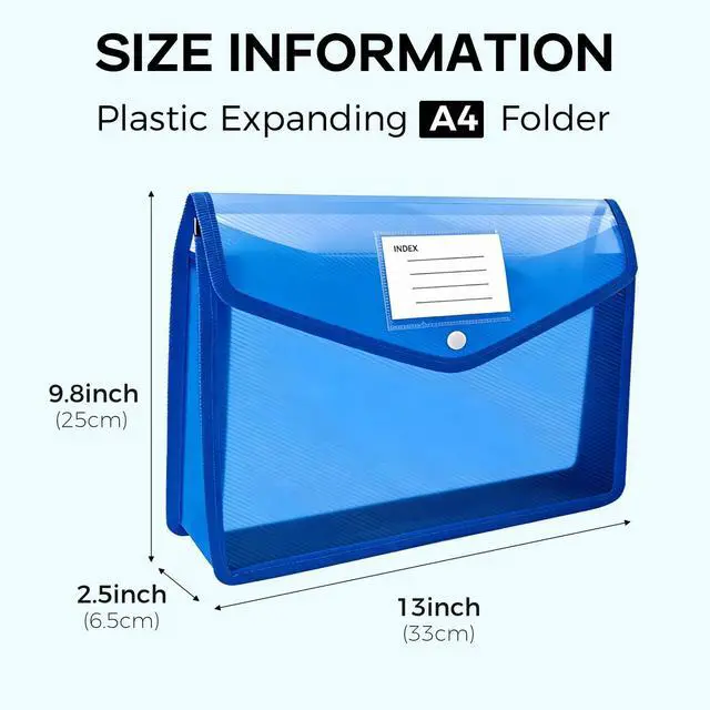 Alt view image 2 of 7 - Plastic Expanding File Folder, Folders for Documents, Transparent Envelopes with Elastic Closure, File Folder Organizer Holder, Large Capacity, Fit Letter/A4 Size (Red)