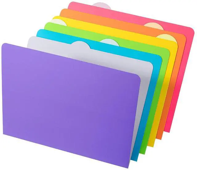 Main image of File Folders Letter Size, 6 Pack, Vibrant Colors, 1/6-Cut Tab | Colored File Folders, Office File Folder, Colored Folders