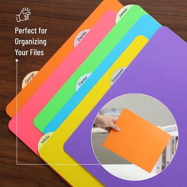 Alt view image 5 of 7 - File Folders Letter Size, 6 Pack, Vibrant Colors, 1/6-Cut Tab | Colored File Folders, Office File Folder, Colored Folders