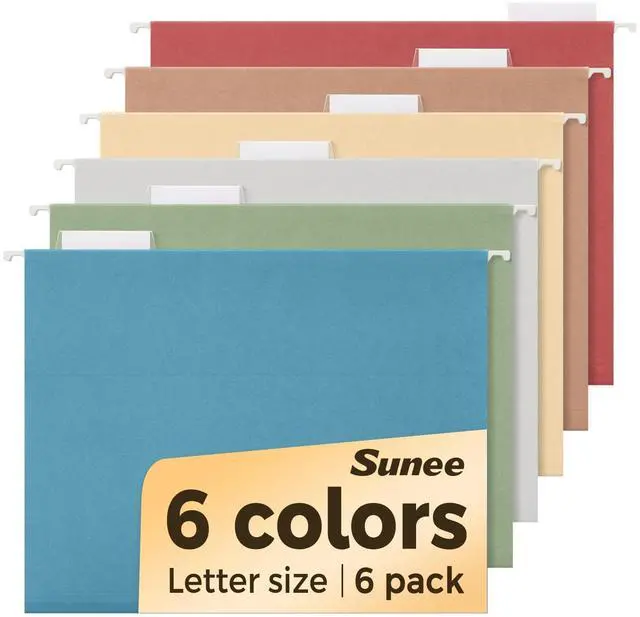 Main image of Hanging File Folders Retro Colors, 6 Pack Letter Size File Folders with 1/5-cut Tabs, Stay Organized for Your Home and Office Bulk File and Documents