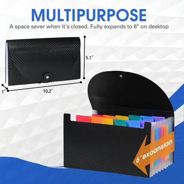 Alt view image 2 of 7 - Accordion File Organizer, 13 Pocket Expanding File Folder | 10.2"x5.1" Small Receipt Organizer for Business, Coupon Document Holder, Portable Folder Organizer for Home Office School