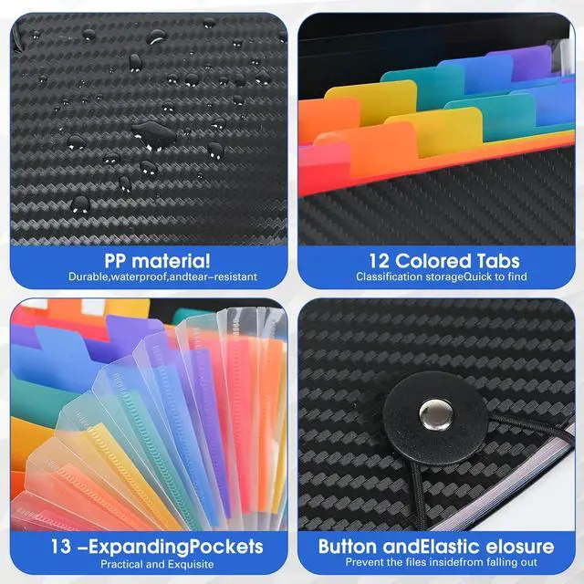 Alt view image 4 of 7 - Accordion File Organizer, 13 Pocket Expanding File Folder | 10.2"x5.1" Small Receipt Organizer for Business, Coupon Document Holder, Portable Folder Organizer for Home Office School