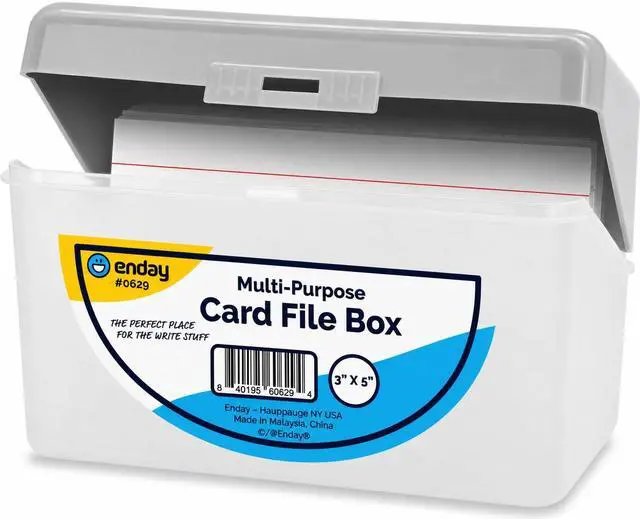 Main image of Index Card Box Grey 3x5 Index Card Holder, Index Card Organizer, Flash Card Holder, Holds 250 Cards.