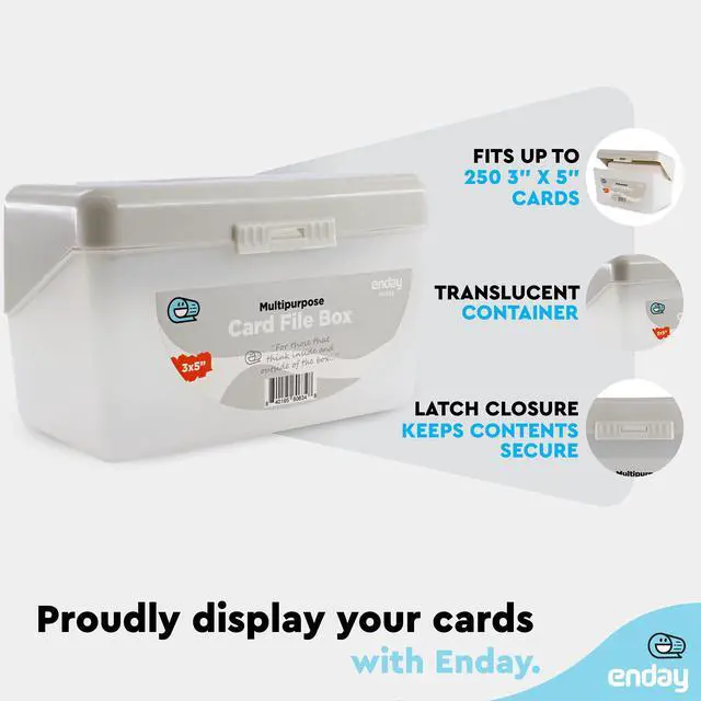 Alt view image 3 of 7 - Index Card Box Grey 3x5 Index Card Holder, Index Card Organizer, Flash Card Holder, Holds 250 Cards.