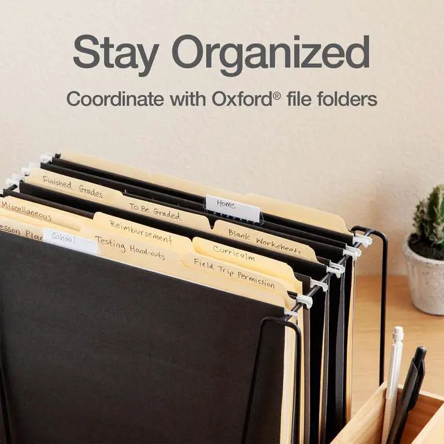 Alt view image 6 of 7 - Hanging File Folders, 6 Pack, Letter Size (8.5" x 11"), Black, 1/5 Cut for 5 Tab Positions, Includes Tabs and Inserts, Hanging Files for Office and Document Organization