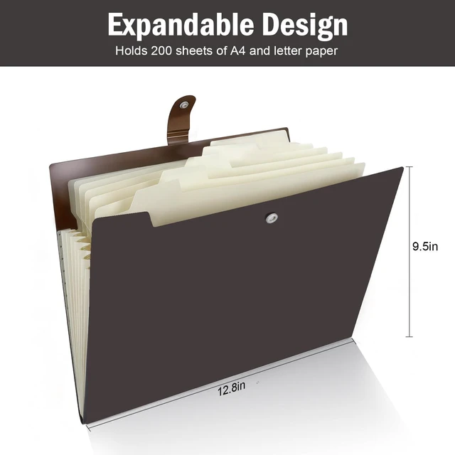 Alt view image 3 of 7 - Expanding Organizer File Folder, Letter Size Expandable 8 Pockets Expanding Organizer Accordion File Folders with Labels A4 Paper Document Organizer for Home School Office Supplies
