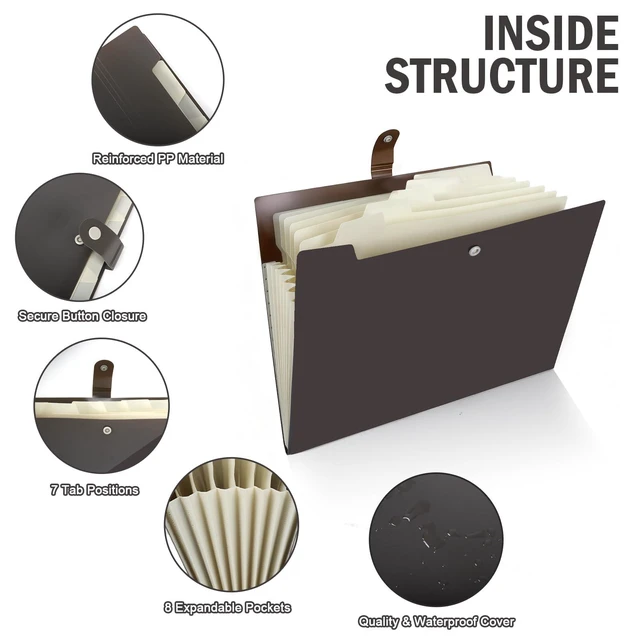 Alt view image 4 of 7 - Expanding Organizer File Folder, Letter Size Expandable 8 Pockets Expanding Organizer Accordion File Folders with Labels A4 Paper Document Organizer for Home School Office Supplies