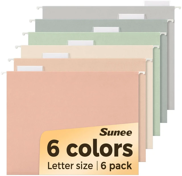 Main image of Hanging File Folders, 6 Pack Letter Size Hanging File Folders with 1/5-Cut Tabs, Ideal for Home and Office Organization and Papers Classification,Morandi Colors