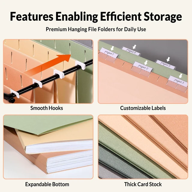 Alt view image 3 of 7 - Hanging File Folders, 6 Pack Letter Size Hanging File Folders with 1/5-Cut Tabs, Ideal for Home and Office Organization and Papers Classification,Morandi Colors