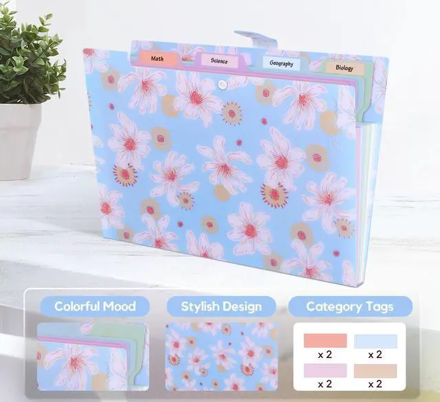 Alt view image 4 of 7 - Flower Series Expanding File Folder, Vintage Floral Elegant Funky Cute Retro Document Organizer for Document Arrangement - Green Floral