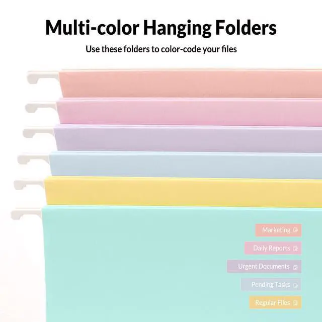 Alt view image 4 of 7 - 6 Pack Hanging File Folders,Hanging File Folders Letter Size with 1/5-cut Tabs, Assorted Macaron Colors Folders,Stay Organized for Your Home and Office Bulk File and Documents