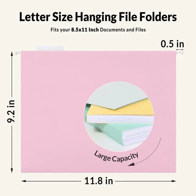Alt view image 5 of 7 - 6 Pack Hanging File Folders,Hanging File Folders Letter Size with 1/5-cut Tabs, Assorted Macaron Colors Folders,Stay Organized for Your Home and Office Bulk File and Documents