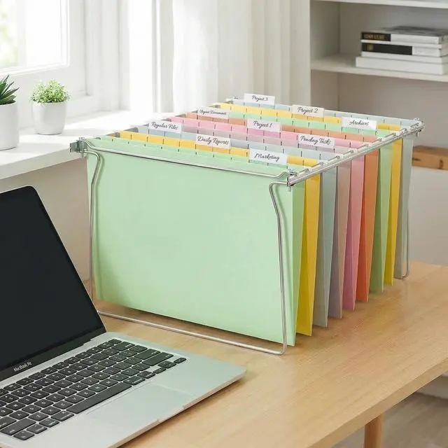 Alt view image 6 of 7 - 6 Pack Hanging File Folders,Hanging File Folders Letter Size with 1/5-cut Tabs, Assorted Macaron Colors Folders,Stay Organized for Your Home and Office Bulk File and Documents