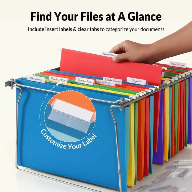 Alt view image 2 of 7 - Hanging File Folders, 6 Pack Letter Size Hanging File Folders with 1/5-Cut Tabs, Ideal for Home and Office Organization and Papers Classification,Assorted Colors