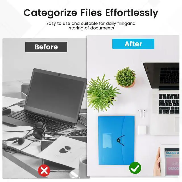 Alt view image 4 of 7 - 13 Pocket Expanding File Folder Accordian File Organizer, A4 Letter Size Paper Document Receipt Holder for School Office Supplies, Blue