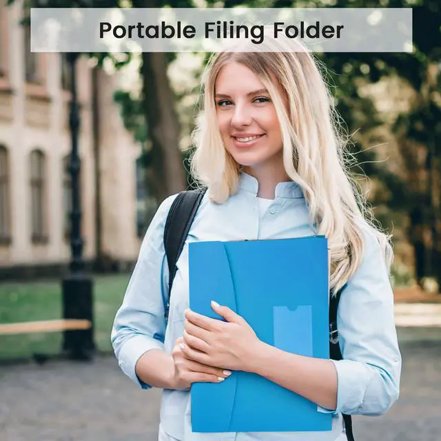 Alt view image 6 of 7 - 13 Pocket Expanding File Folder Accordian File Organizer, A4 Letter Size Paper Document Receipt Holder for School Office Supplies, Blue