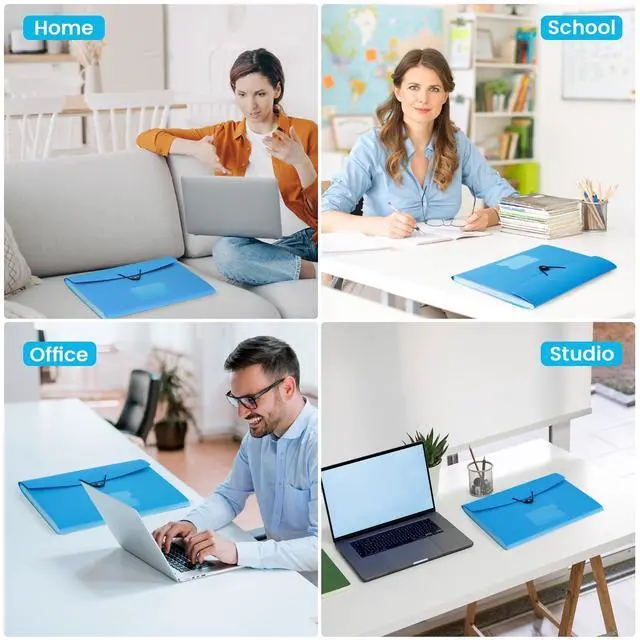 Alt view image 7 of 7 - 13 Pocket Expanding File Folder Accordian File Organizer, A4 Letter Size Paper Document Receipt Holder for School Office Supplies, Blue