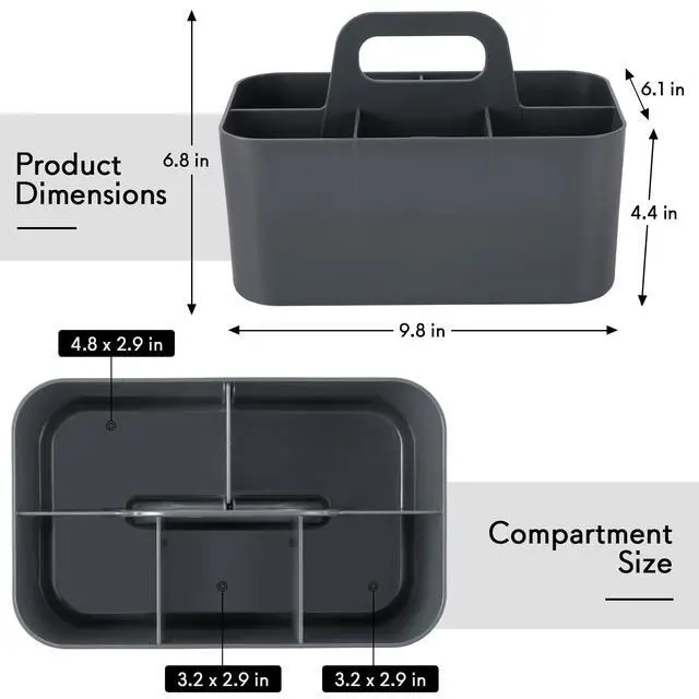 Alt view image 3 of 7 - Multipurpose Caddy Organizer, Plastic Caddy with Handle, Stackable Desk Organizer for Stationery, Marker and Pencil, Office Supplies Organizer, Dorm Caddy