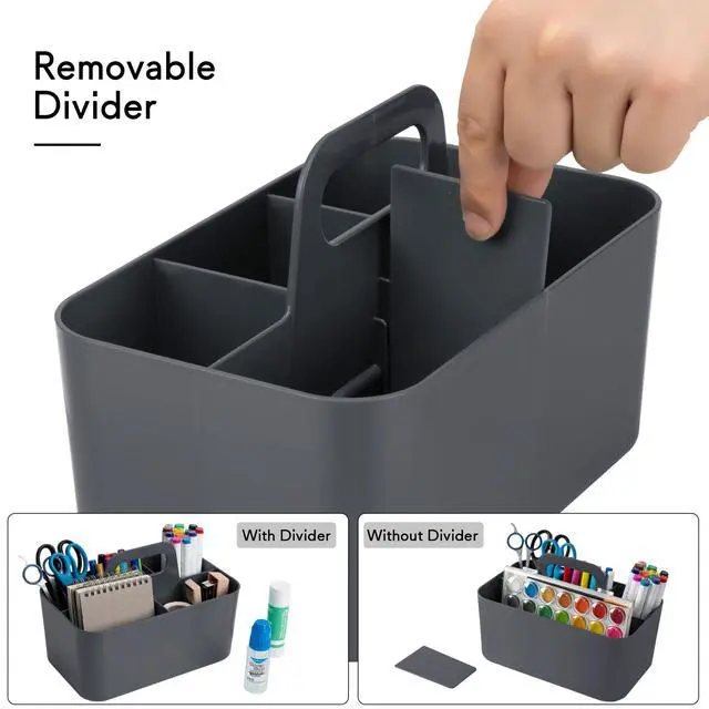 Alt view image 4 of 7 - Multipurpose Caddy Organizer, Plastic Caddy with Handle, Stackable Desk Organizer for Stationery, Marker and Pencil, Office Supplies Organizer, Dorm Caddy