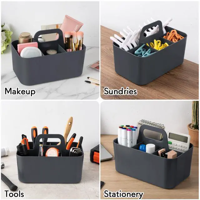 Alt view image 5 of 7 - Multipurpose Caddy Organizer, Plastic Caddy with Handle, Stackable Desk Organizer for Stationery, Marker and Pencil, Office Supplies Organizer, Dorm Caddy