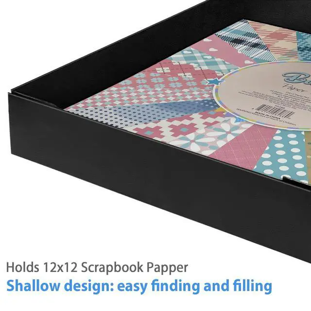 Alt view image 2 of 6 - 12x12 Scrapbook Storage Box for Scrapbooks, Papers and Supplies, Odor Free, Solid Black, 1 PCS 1 Pack