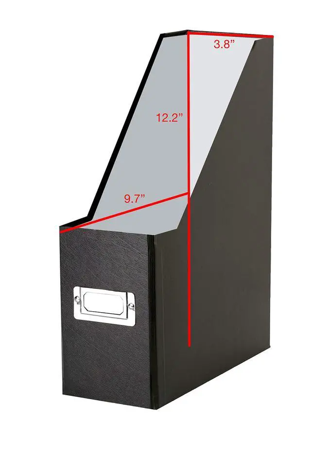 Alt view image 3 of 5 - Fiberboard Magazine File with PVC Laminate, 12.25 x 3.88 x 9.75 Inches, Black (SNS01565)