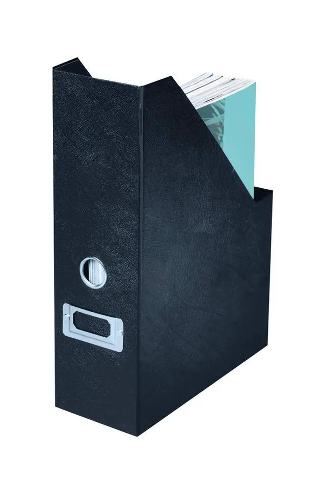 Alt view image 2 of 5 - Fiberboard Magazine File with PVC Laminate, 12.25 x 3.88 x 9.75 Inches, Black (SNS01565)