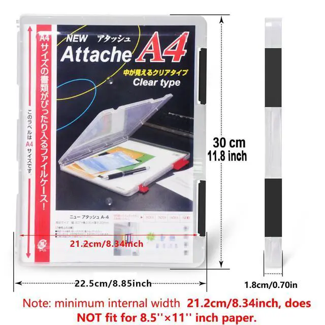 Alt view image 2 of 7 - Clear File Box with 2 Buckles Plastic Storage Box for A4 Paper, Portable Project Case for Documents, Magazines Paper Protector Black | Portable Project Case , 11.8 x 8.85 x 0.7 Inches