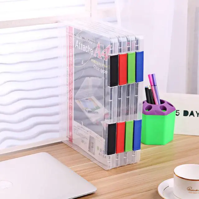 Alt view image 7 of 7 - Clear File Box with 2 Buckles Plastic Storage Box for A4 Paper, Portable Project Case for Documents, Magazines Paper Protector Black | Portable Project Case , 11.8 x 8.85 x 0.7 Inches