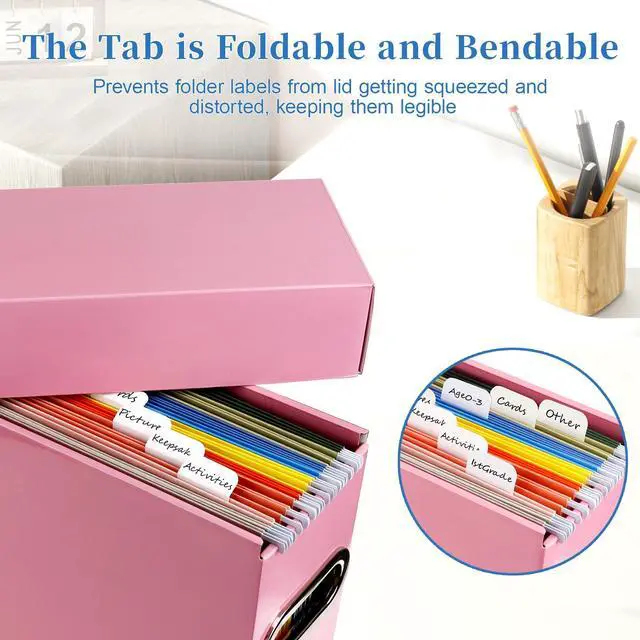 Alt view image 3 of 7 - File Organizer Box with Lid & Handle, Thickened Cardboard Hanging File Folder Storage Boxes for Letter Size, Portable Filing Organizer for Office, Home, Classroom, Pink 2 Pack