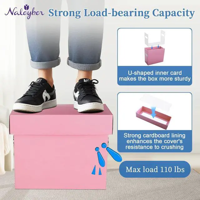 Alt view image 6 of 7 - File Organizer Box with Lid & Handle, Thickened Cardboard Hanging File Folder Storage Boxes for Letter Size, Portable Filing Organizer for Office, Home, Classroom, Pink 2 Pack