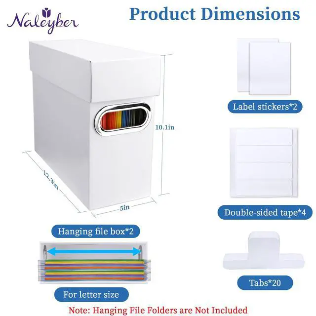 Alt view image 2 of 7 - File Organizer Box with Lid & Handle, Thickened Cardboard Hanging File Folder Storage Boxes for Letter Size, Portable Filing Organizer for Office, Home, Classroom, White 2 Pack