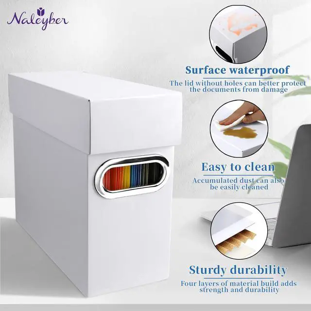 Alt view image 4 of 7 - File Organizer Box with Lid & Handle, Thickened Cardboard Hanging File Folder Storage Boxes for Letter Size, Portable Filing Organizer for Office, Home, Classroom, White 2 Pack