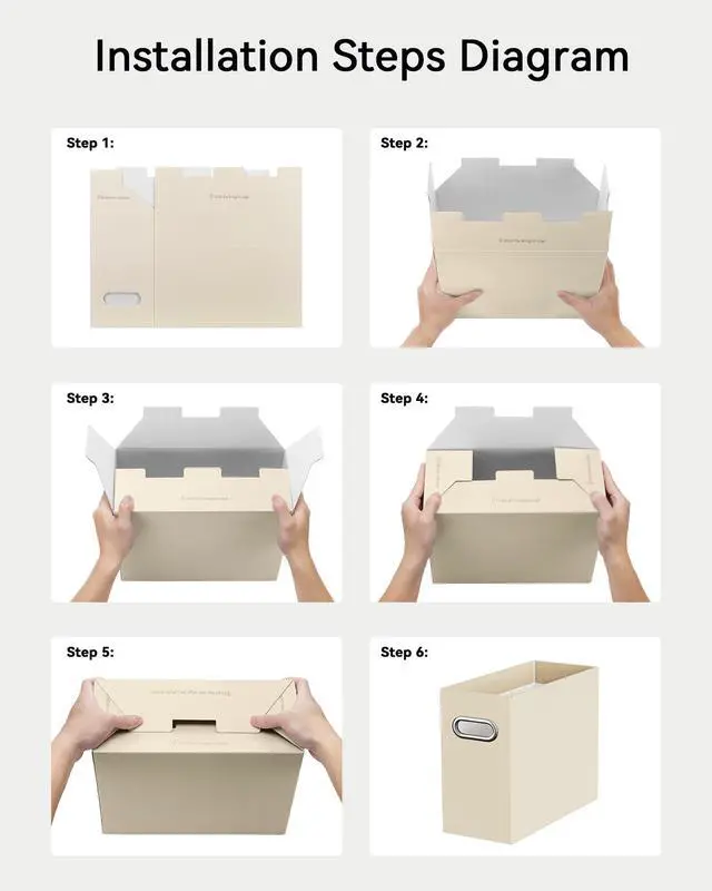 Alt view image 6 of 6 - Portable Collapsible Cardboard File Box with Handle for Letter-Size | 2-Pack. Stainless Steel Handle. Label Stickers Included. Fits Letter Folders (Not Included). Home, Office, School, Dorm, Tax.