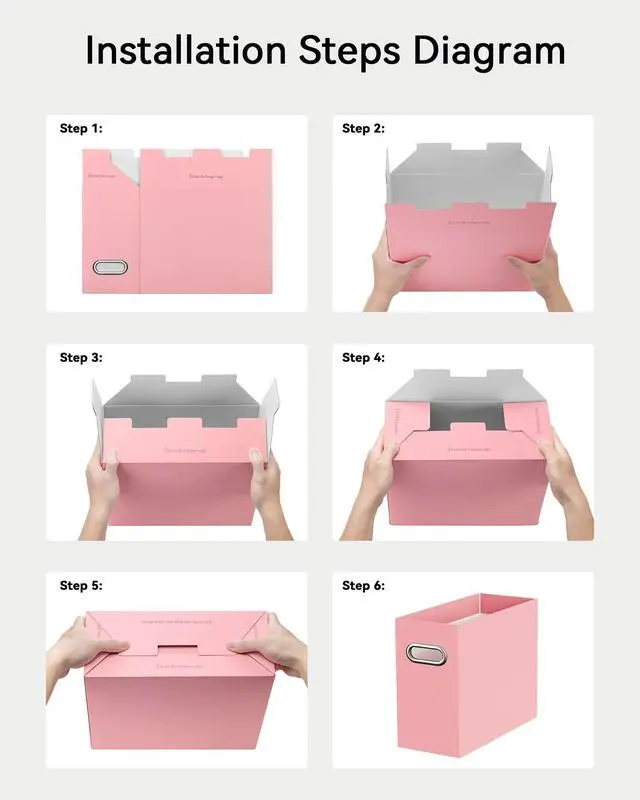 Alt view image 5 of 7 - Portable Collapsible Cardboard File Box with Handle for Letter-Size | 2-Pack. Stainless Steel Handle. Label Stickers Included. Fits Letter Folders (Not Included). Home, Office, School, Dorm, Tax.