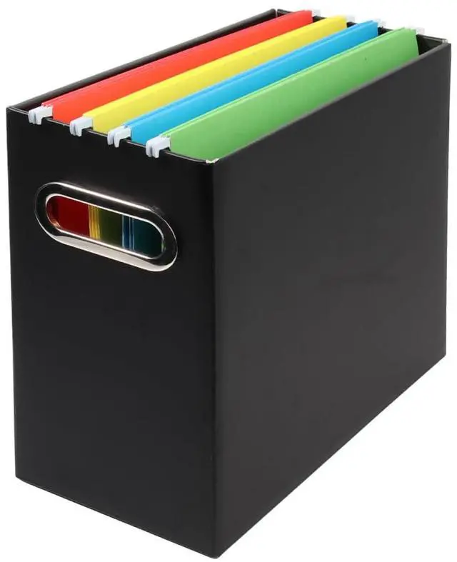 Main image of Collapsible File Organizer Box with Handle,12.20x5.11x9.84Inches, Filing Organizer for Home or Office, Small Portable File Box(1 Pack, Black)