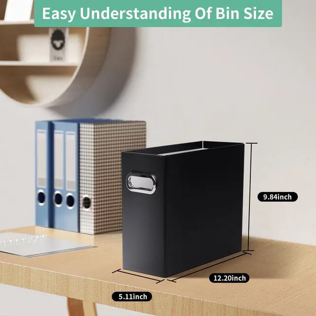 Alt view image 2 of 6 - Collapsible File Organizer Box with Handle,12.20x5.11x9.84Inches, Filing Organizer for Home or Office, Small Portable File Box(1 Pack, Black)